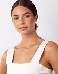 Sterling Silver Cubic Zirconia Sleek Teardrop Necklace - link has visual effect only