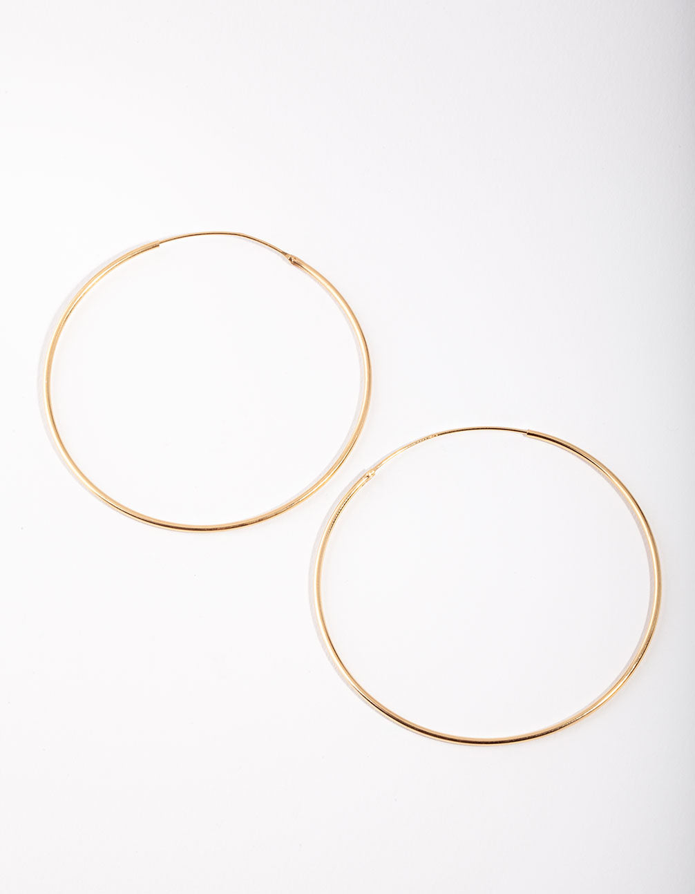 Gold Plated Sterling Silver 50mm Plain Hoop Earrings