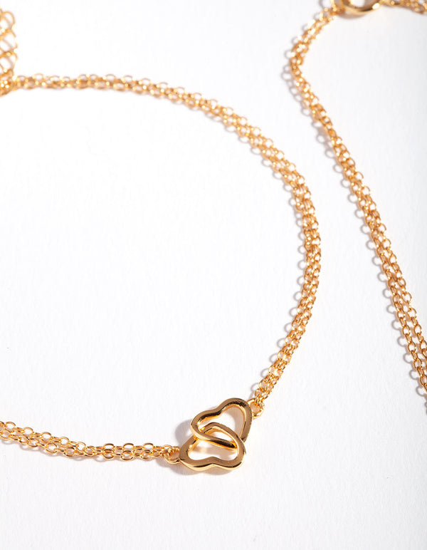 Gold Plated Sterling Silver Double Heart Bracelet Pack