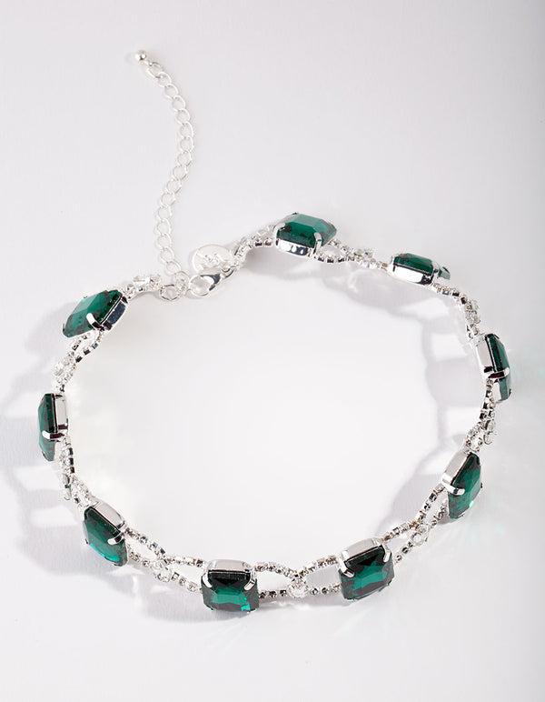 Silver Statement Emerald Choker