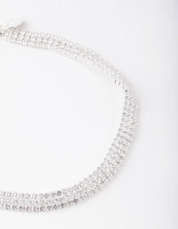 Silver Cubic Zirconia 3 Row Tennis Choker - link has visual effect only