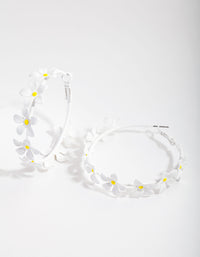 White Daisy Chain Hoop Earrings - link has visual effect only