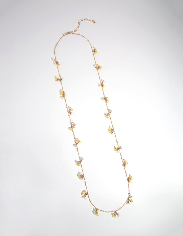 Gold Mini Flower Long Necklace