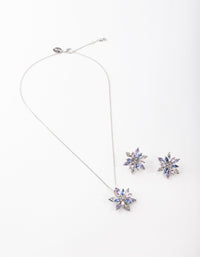 Silver Flower Earring & Necklace Set - link has visual effect only