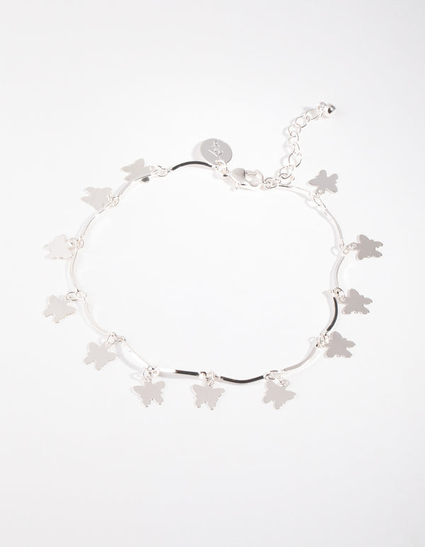 Silver Butterfly Charm Anklet