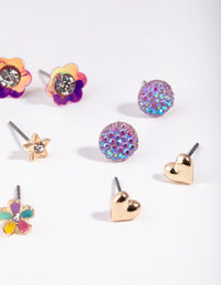 Kids Gold Flower Garden Stud Earring 6-Pack - link has visual effect only