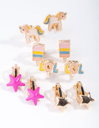 Kids Gold Unicorn & LOL 5-Pack Clip Earring - link has visual effect only