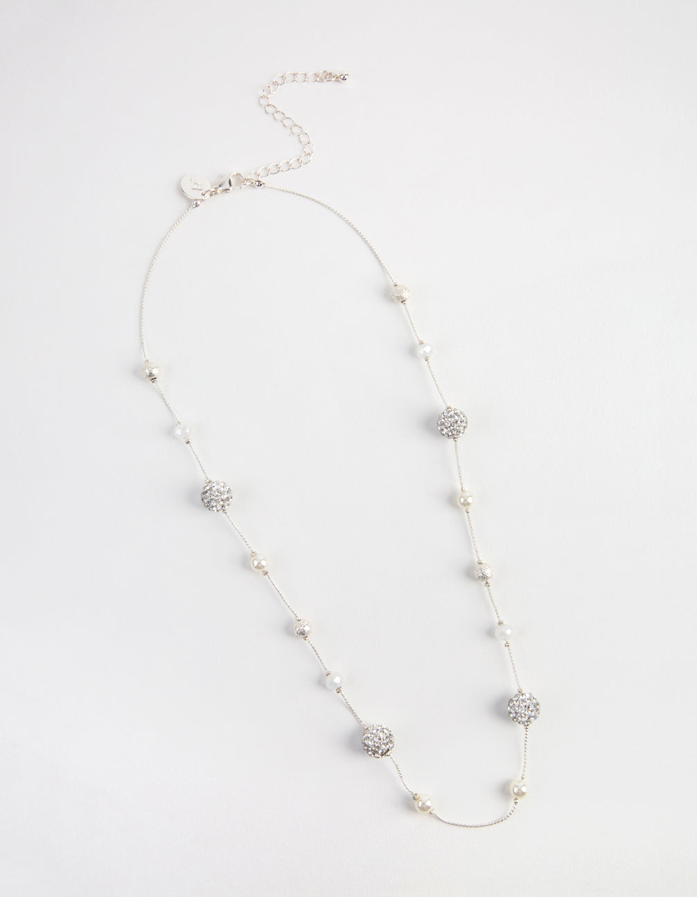 Kids Silver Fireball Classic Bead Station Necklace