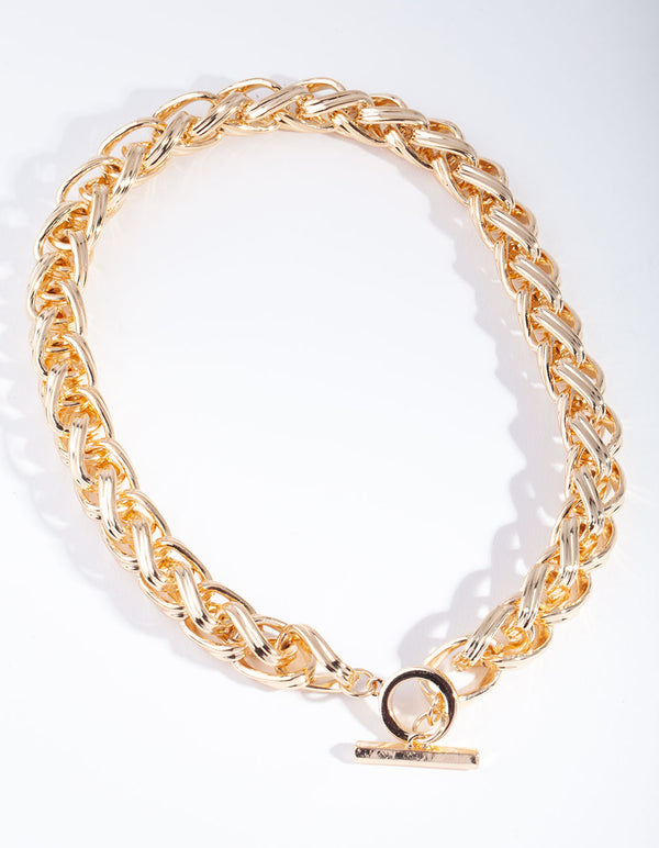 Gold Twist Link Chain T & O Necklace