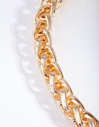 Gold Twist Link Chain T & O Necklace - link has visual effect only