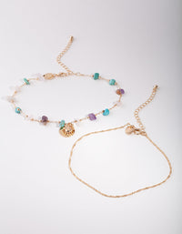 Gold Semi Precious Stone & Sun Charm Choker Pack - link has visual effect only