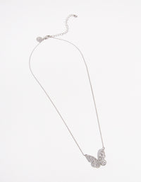 Silver Cubic Zirconia Baguette Butterfly Necklace - link has visual effect only