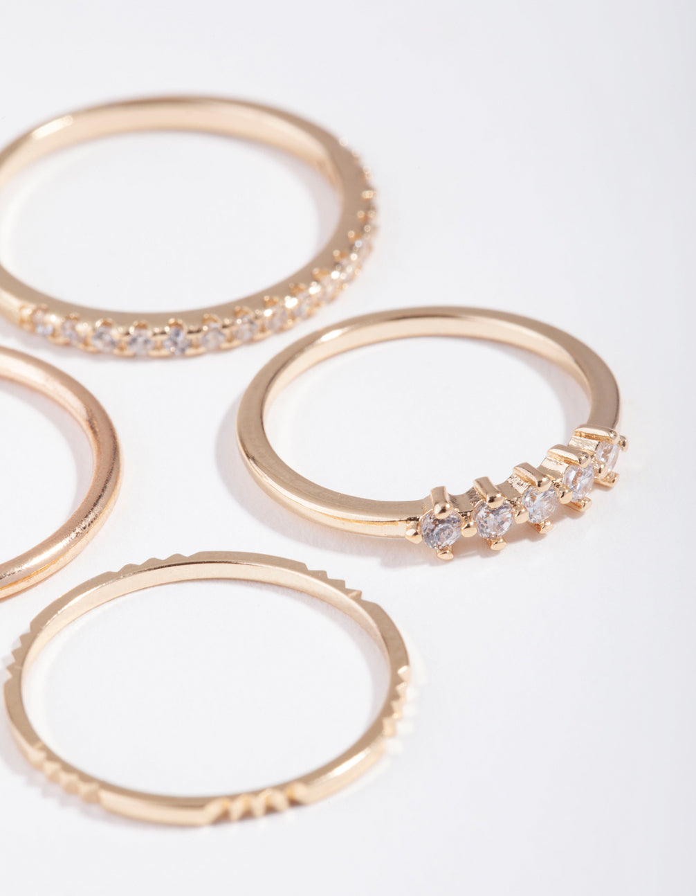 Gold Cubic Zirconia Eternity Rings 5-Pack