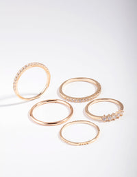 Gold Cubic Zirconia Eternity Rings 5-Pack - link has visual effect only