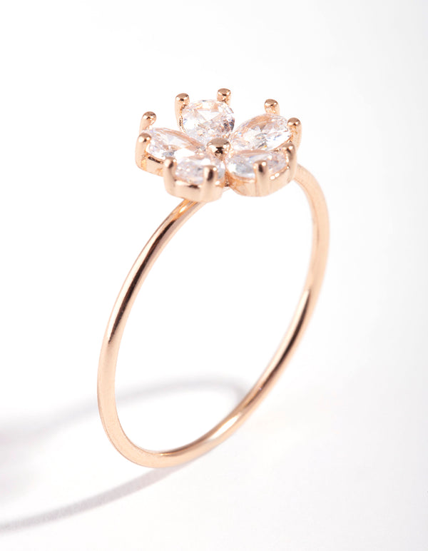 Rose Gold Cubic Zirconia Daisy Ring
