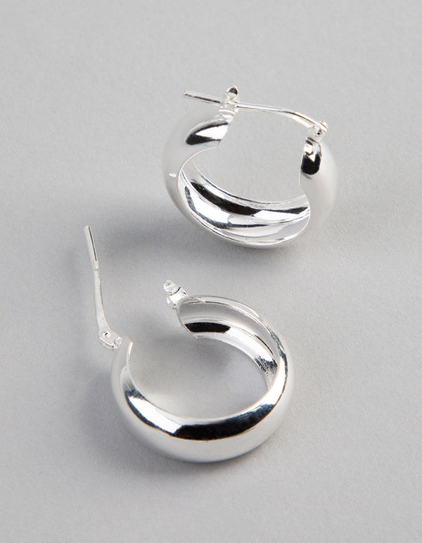 Sterling Silver Small Wide Hoop Earrings