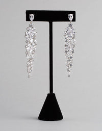 Silver Cubic Zirconia Statement Flower Drop Earrings - link has visual effect only