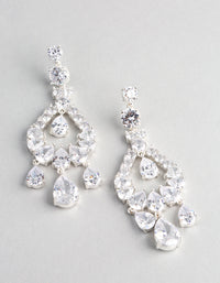 Silver Cubic Zirconia Statement Teardrop Earrings - link has visual effect only