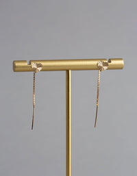 9ct Gold Diamond Cut Heart Box Chain Threader Earrings - link has visual effect only