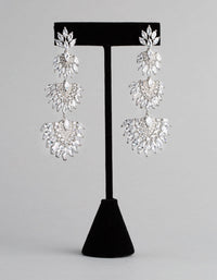 Silver Cubic Zirconia Statement Fan Drop Earrings - link has visual effect only