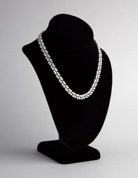 Silver Cubic Zirconia Statement Navette Stone Necklace - link has visual effect only