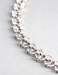 Silver Cubic Zirconia Statement Navette Stone Necklace - link has visual effect only