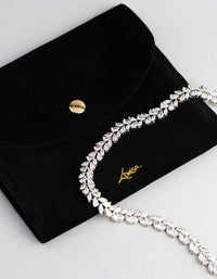 Silver Cubic Zirconia Statement Navette Stone Necklace - link has visual effect only