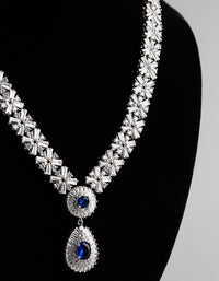 Silver Cubic Zirconia Crown Jewels Necklace - link has visual effect only