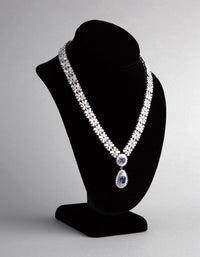 Silver Cubic Zirconia Crown Jewels Necklace - link has visual effect only