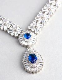 Silver Cubic Zirconia Crown Jewels Necklace - link has visual effect only