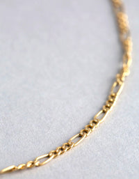 9ct Gold Figaro Chain Necklace - link has visual effect only