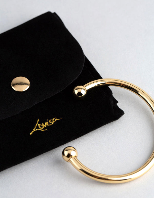 18ct Gold Plated Brass Ball End Cuff Bracelet