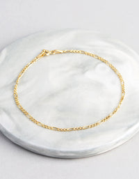 9ct Gold Figaro Chain Bracelet - link has visual effect only