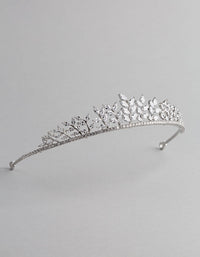 Silver Cubic Zirconia Navette Stone Tiara - link has visual effect only