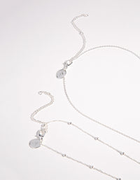 Silver Plated 2-Row Single Pearl Drop Necklace - link has visual effect only