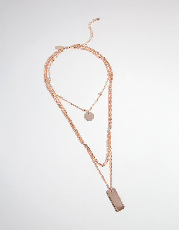 Rose Gold Geometric 3 Layered Choker