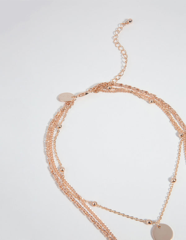 Rose Gold Geometric 3 Layered Choker