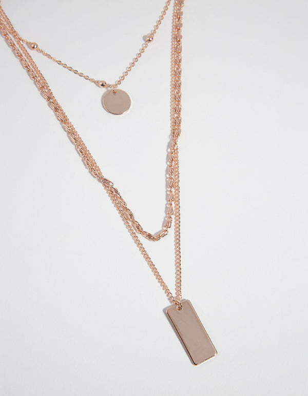 Rose Gold Geometric 3 Layered Choker
