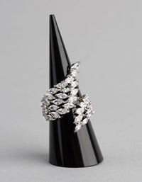 Silver Cubic Zirconia Vine Wrap Ring - link has visual effect only