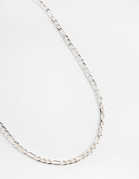 Silver 5mm Figaro Link Necklace - link has visual effect only