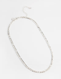 Silver 5mm Figaro Link Necklace - link has visual effect only