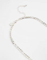 Silver 5mm Figaro Link Necklace - link has visual effect only