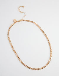 Gold 5mm Figaro Link Necklace - link has visual effect only