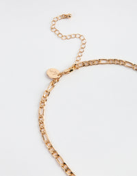 Gold 5mm Figaro Link Necklace - link has visual effect only