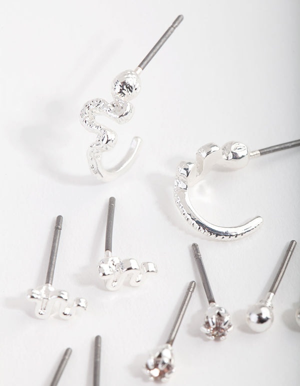 Silver Micro Snake 5-Pack Earring