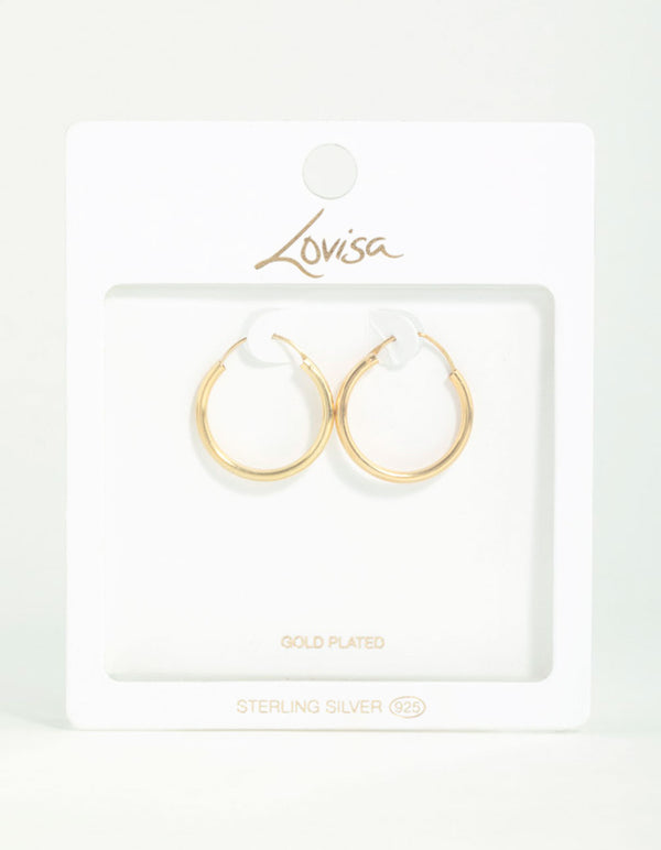 Gold Plated Sterling Silver 25mm Hoop Earrings