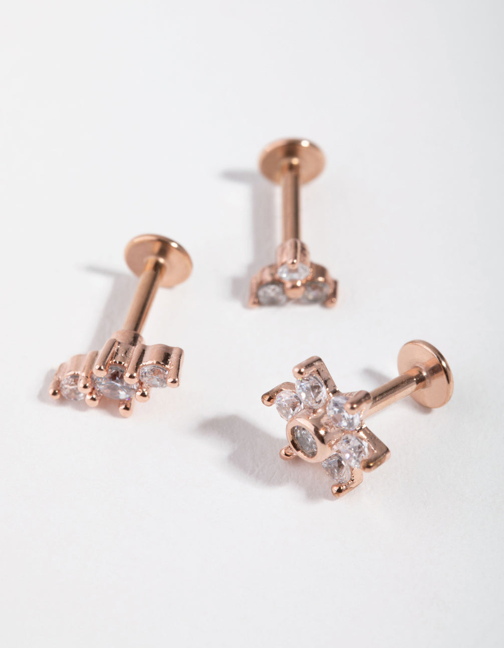 Rose Gold Surgical Steel Flower Flat Back Pack