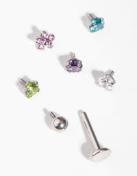 Surgical Steel Cubic Zircona Flower Flat Back 6-Pack - link has visual effect only