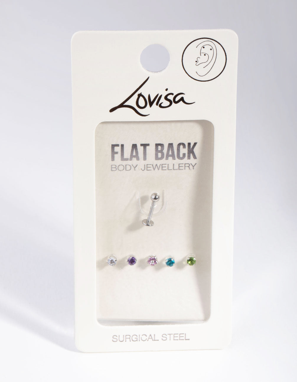 Surgical Steel Cubic Zircona Flower Flat Back 6-Pack