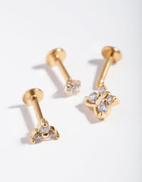 Gold Plated Surgical Steel Butterfly Flat Back Pack - link has visual effect only